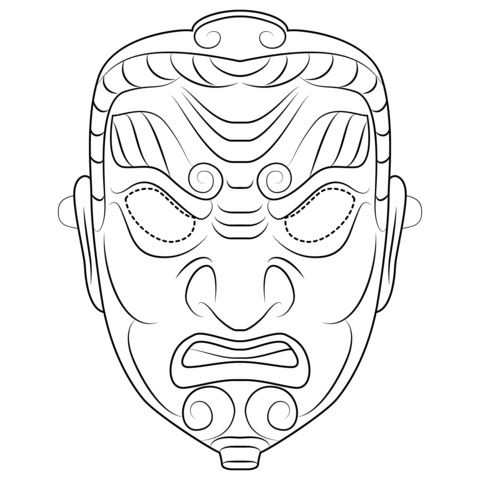 Samurai Mask Coloring Page